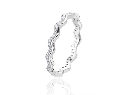 14147 Stribrny prsten vlnky vlny ciry kamen bily zirkon sperky BEALIO