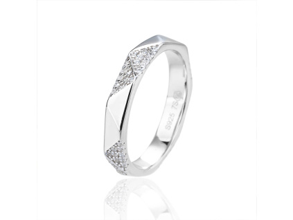 14154 Stribrny prsten lomeny ciry kamen bily zirkon sperky BEALIO