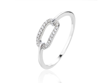 14116 Stribrny prsten ovalny hranaty ciry kamen bily zirkon sperky BEALIO