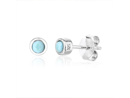 14311 Stribrne nausnice 4 mm kulate kamen larimar sperky BEALIO