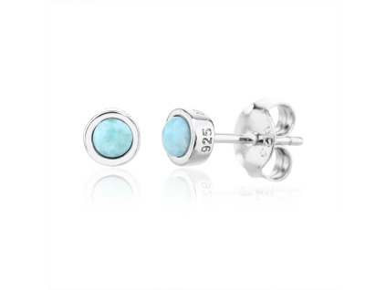 14312 Stribrne nausnice 5 mm kulate kamen larimar sperky BEALIO