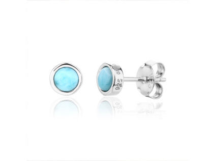 14313 Stribrne nausnice 6 mm kulate kamen larimar sperky BEALIO