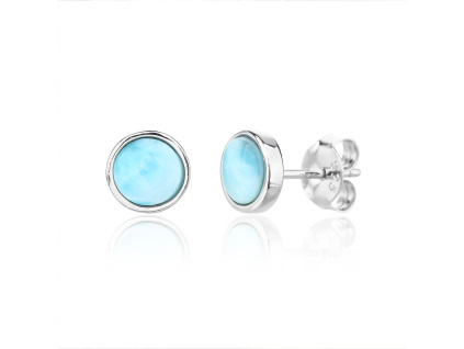 14315 Stribrne nausnice 8 mm kulate kamen larimar sperky BEALIO