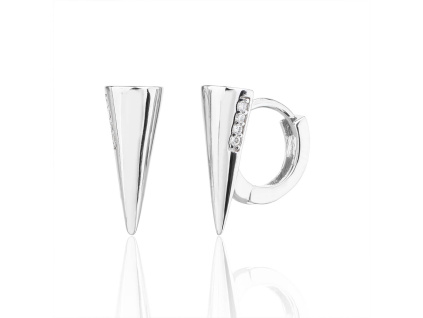 14112 Stribrne nausnice hroty strela jehlan ciry kamen bily zirkon francouzske sperky BEALIO