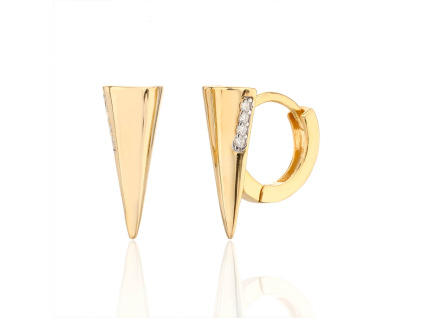 14113 Stribrne nausnice zlacene hroty strela jehlan ciry kamen bily zirkon francouzske sperky BEALIO