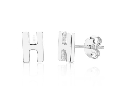13976 Stříbrné náušnice pecky puzeta písmeno H bez kamene šperky BEALIO