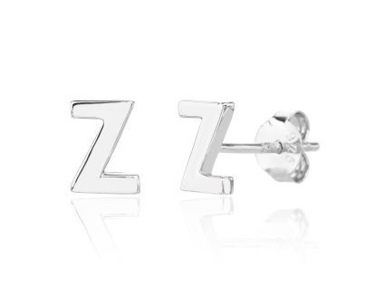 13989 Stříbrné náušnice pecky puzeta písmeno Z bez kamene šperky BEALIO