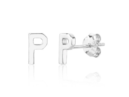 13984 Stříbrné náušnice pecky puzeta písmeno P bez kamene šperky BEALIO