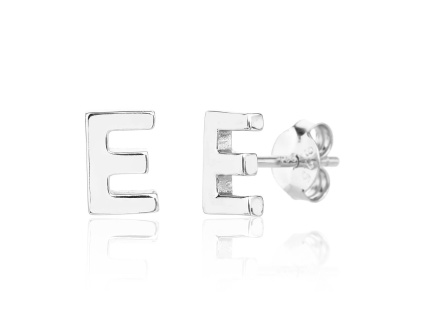 13975 Stříbrné náušnice pecky puzeta písmeno E bez kamene šperky BEALIO