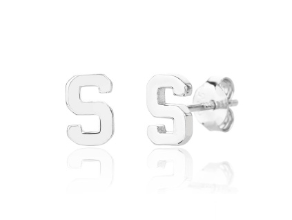 13986 Stříbrné náušnice pecky puzeta písmeno S bez kamene šperky BEALIO