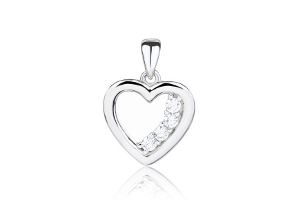 13929 Stříbrný přívěsek srdce srdíčko čirý kámen bílý zirkon šperky BEALIO