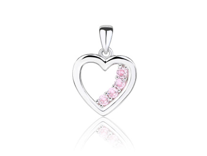 13930 Stříbrný přívěsek srdce srdíčko růžový kámen rose zirkon šperky BEALIO