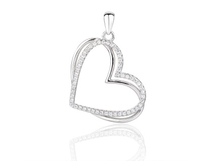 14020 Stříbrný přívěsek srdce srdíčko čirý kámen bílý zirkon šperky BEALIO