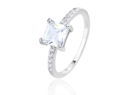 14023 Stříbrný prsten soliter zásnubní čirý kámen bílý zirkon šperky BEALIO