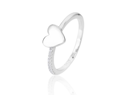 13828 Stříbrný prsten srdce srdíčko čirý kámen bílý zirkon šperky BEALIO