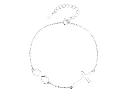 13917 Stříbrný náramek nekonečno infinity kříž bez kamene šperky BEALIO
