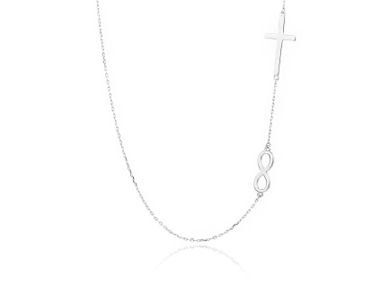 13916 Stříbrný náhrdelník nekonečno infinity kříž bez kamene šperky BEALIO