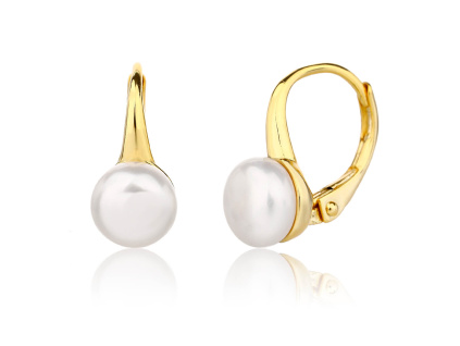 13707 Stříbrné náušnice klasický pevný patent říční bílá perla šperky BEALIO