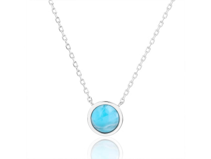 14310 Stribrny nahrdelnik retizek s priveskem kamen larimar sperky BEALIO