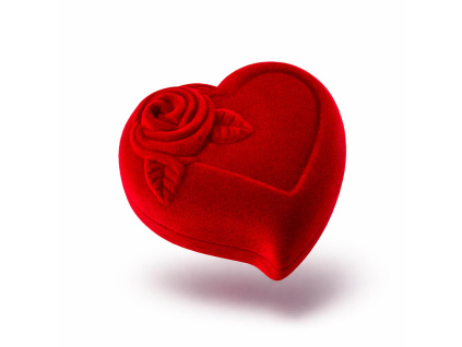 50002 Dárková krabička Srdce s růží červená sametová šperky BEALIO
