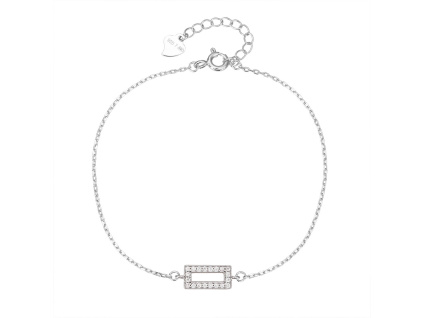 14278 Stribrny naramek obdelnik hranaty ciry kamen bily zirkon sperky BEALIO