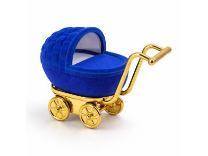 50029 dárková krabička kočárek modrá sametová šperky BEALIO