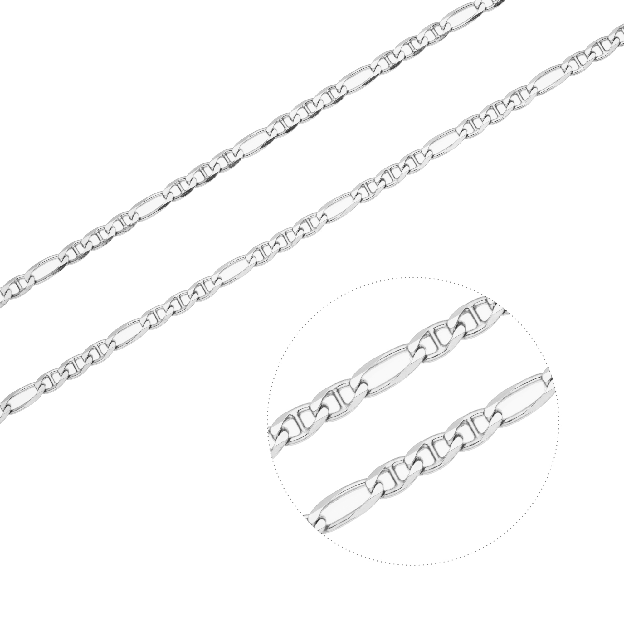 Stříbrný náhrdelník 3+1 H-FIGARO 080 Délka řetízku: 50 cm Ag 925/1000