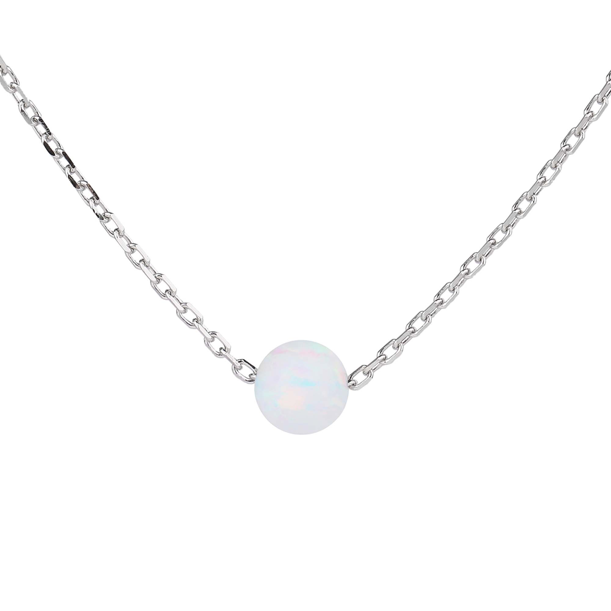 Stříbrný náhrdelník KULIČKA 5 mm bílý OPÁL Ag 925/1000