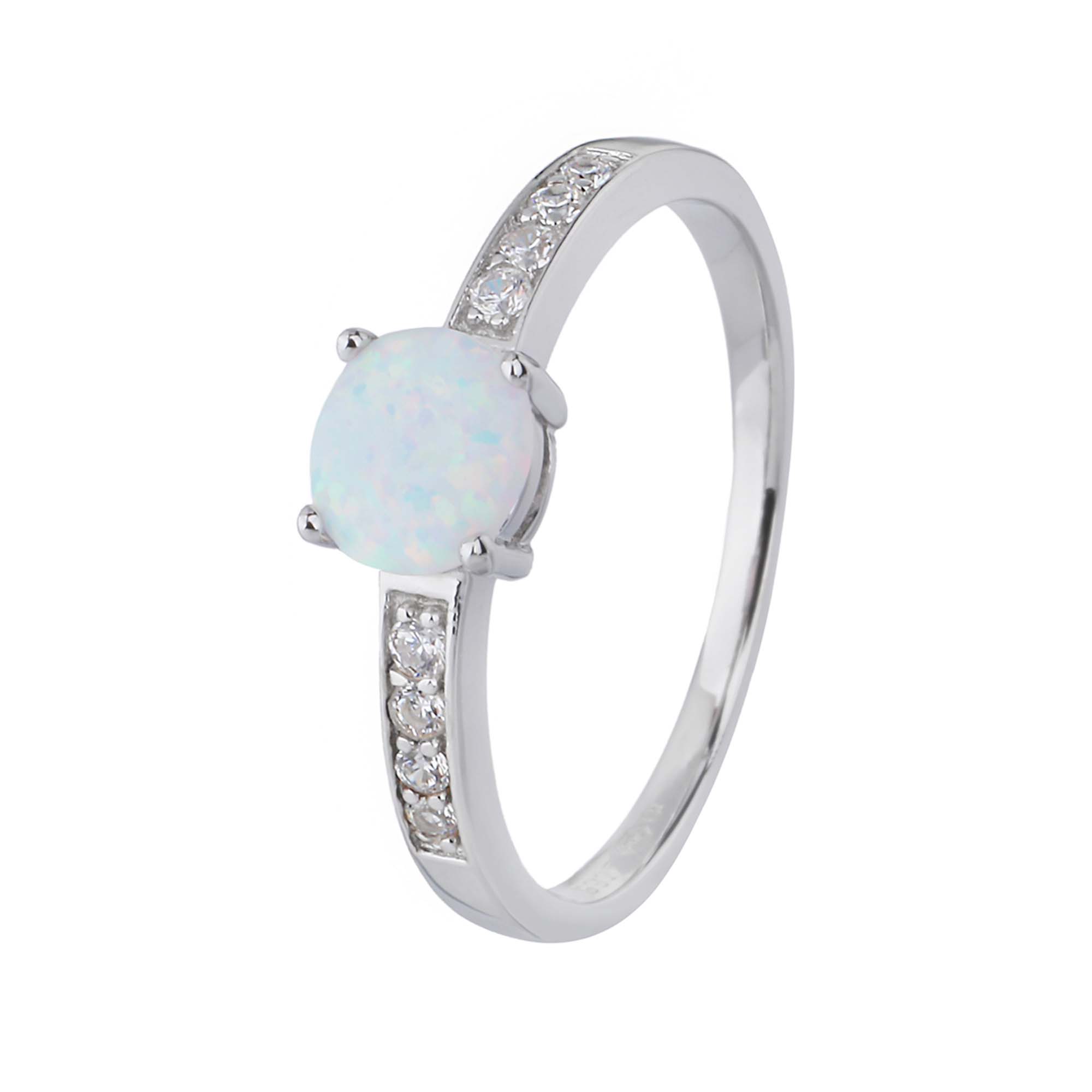 Stříbrný prsten SOLITÉR bílý OPÁL Velikost prstenu: 55 Ag 925/1000