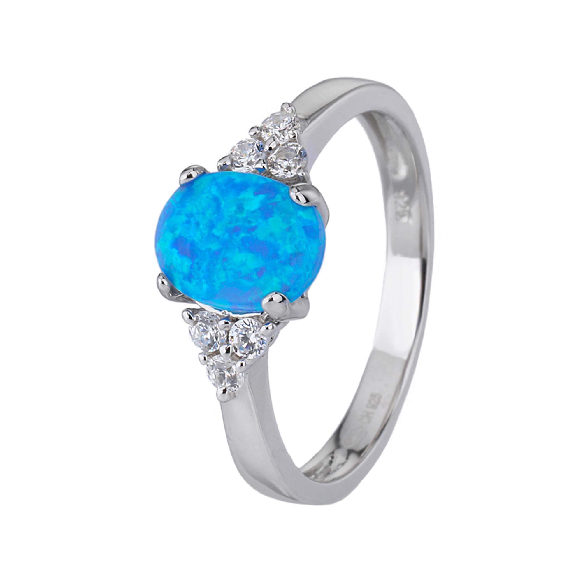 Stříbrný prsten ELEGANTNÍ modrý OPÁL Velikost prstenu: 51 Ag 925/1000