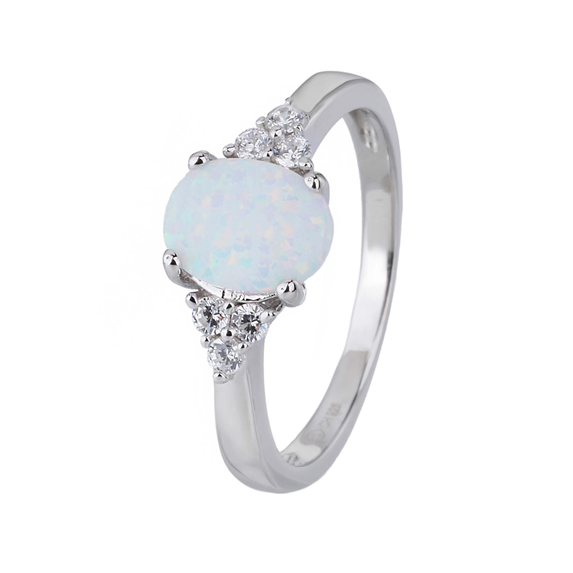 Stříbrný prsten ELEGANTNÍ bílý OPÁL Velikost prstenu: 55 Ag 925/1000