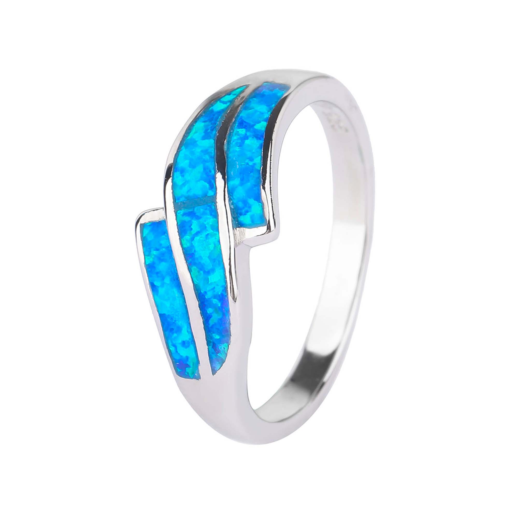 Stříbrný prsten VLNKY modrý OPÁL Velikost prstenu: 55 Ag 925/1000