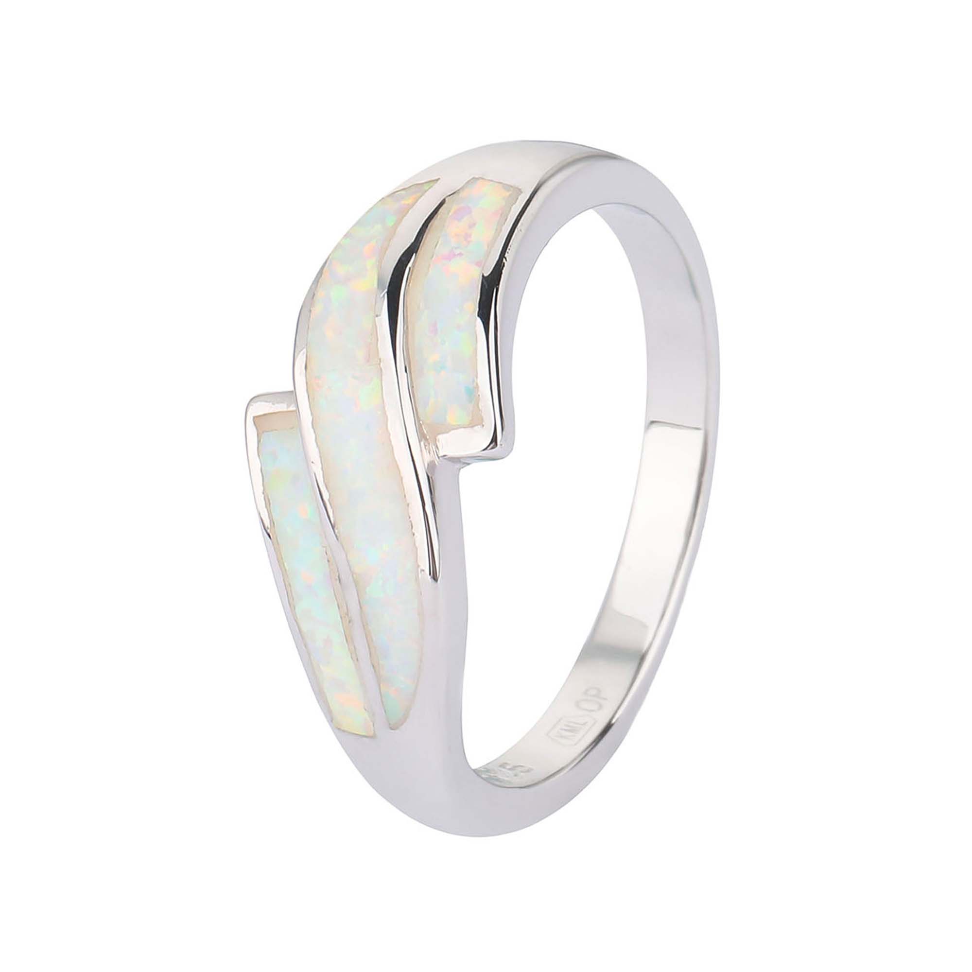 Stříbrný prsten VLNKY bílý OPÁL Velikost prstenu: 56 Ag 925/1000