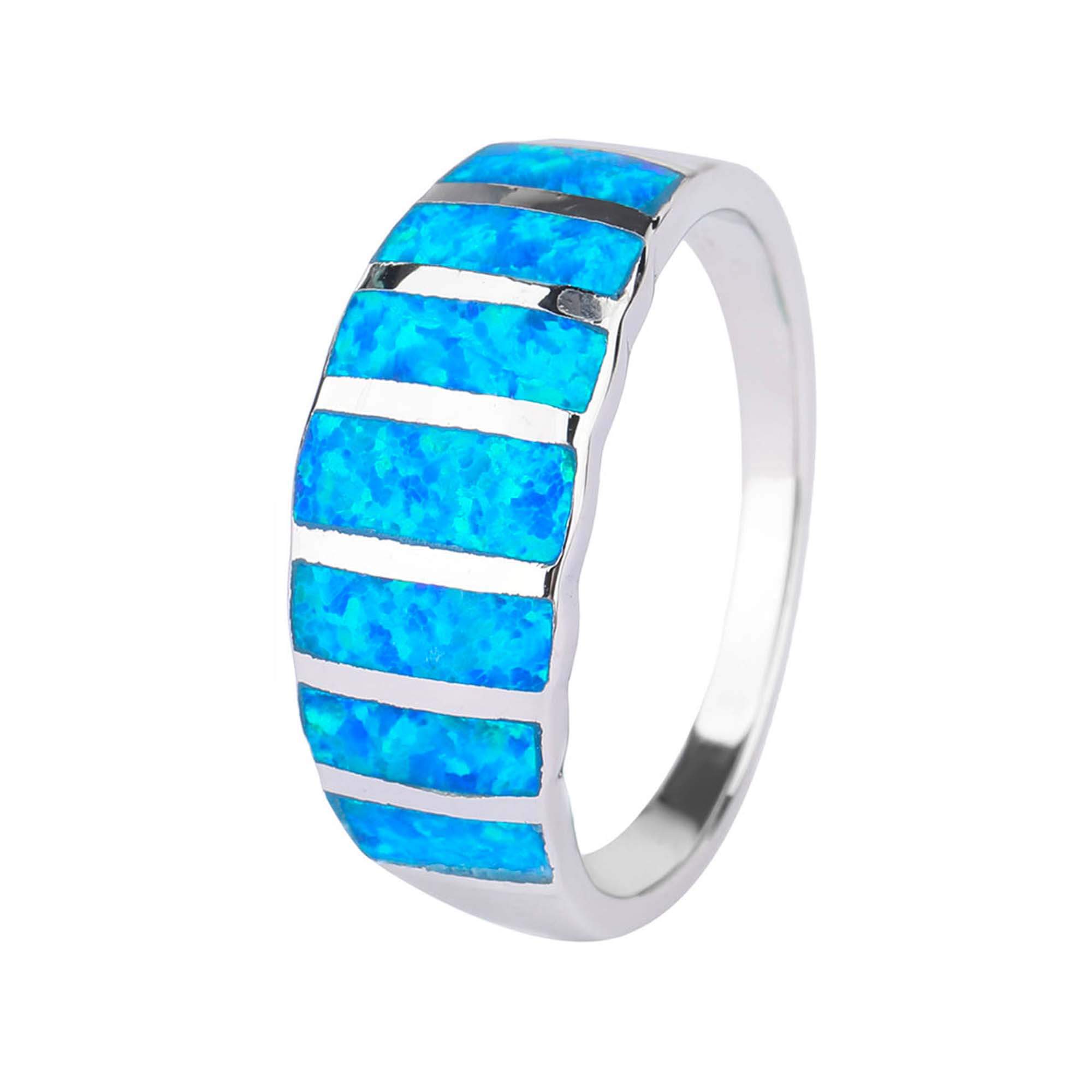 Stříbrný prsten NEBESKÝ modrý OPÁL Velikost prstenu: 56 Ag 925/1000
