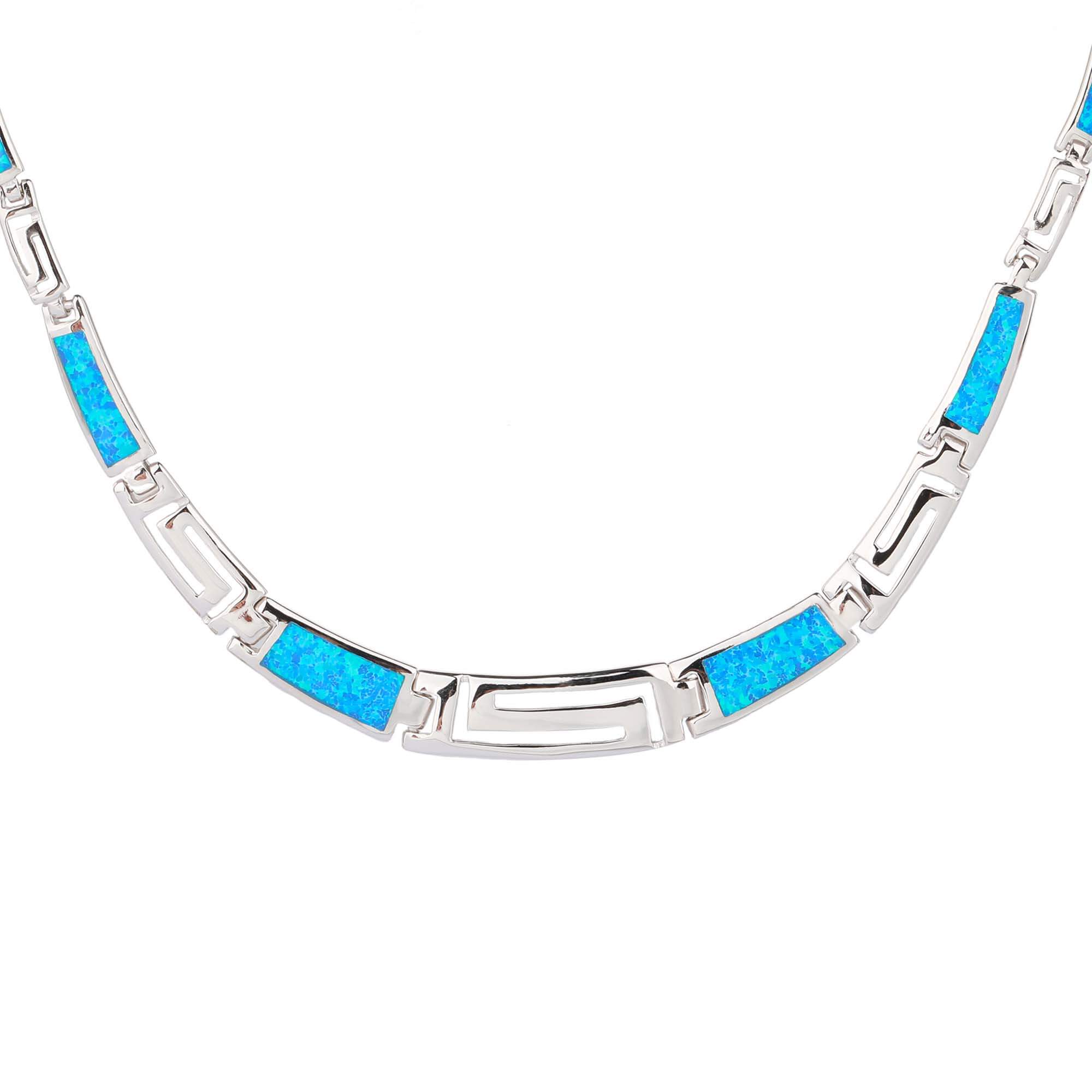 Stříbrný náhrdelník ŘECKÝ modrý OPÁL Délka řetízku: 40+5 cm Ag 925/1000
