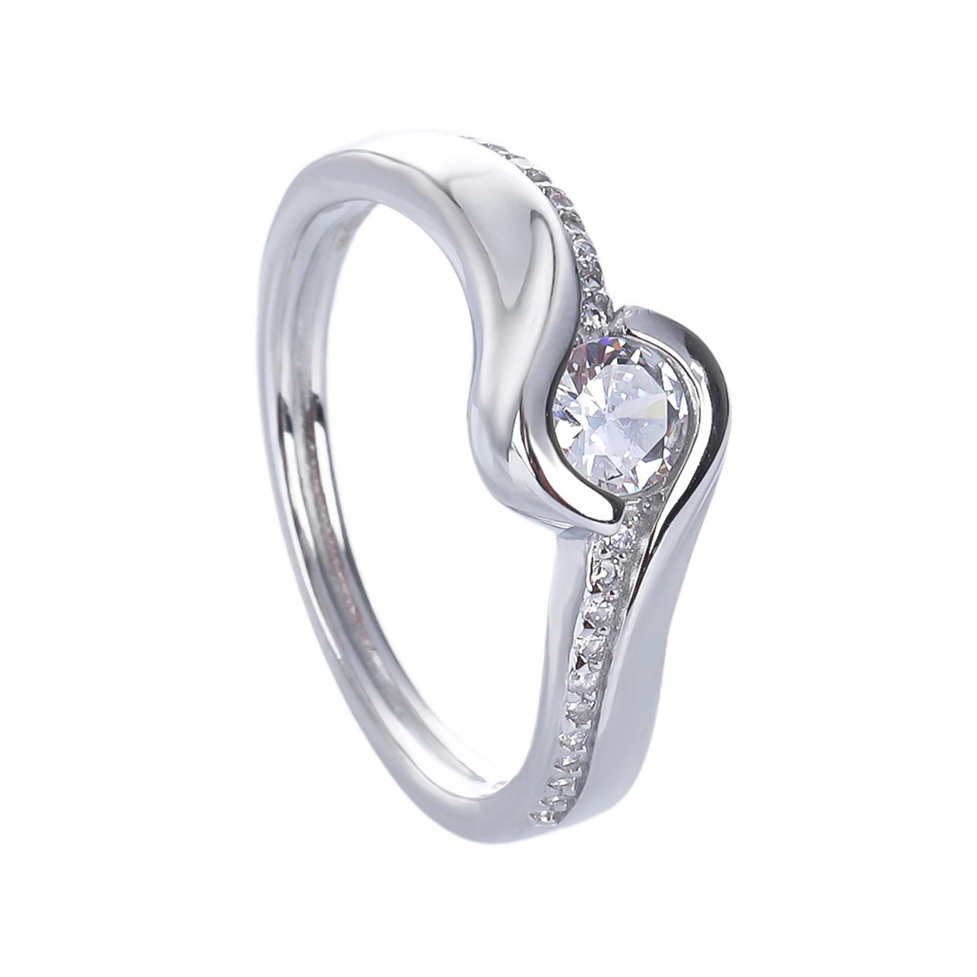 Stříbrný prsten SOLITÉR VLNKY Velikost prstenu: 60 Ag 925/1000