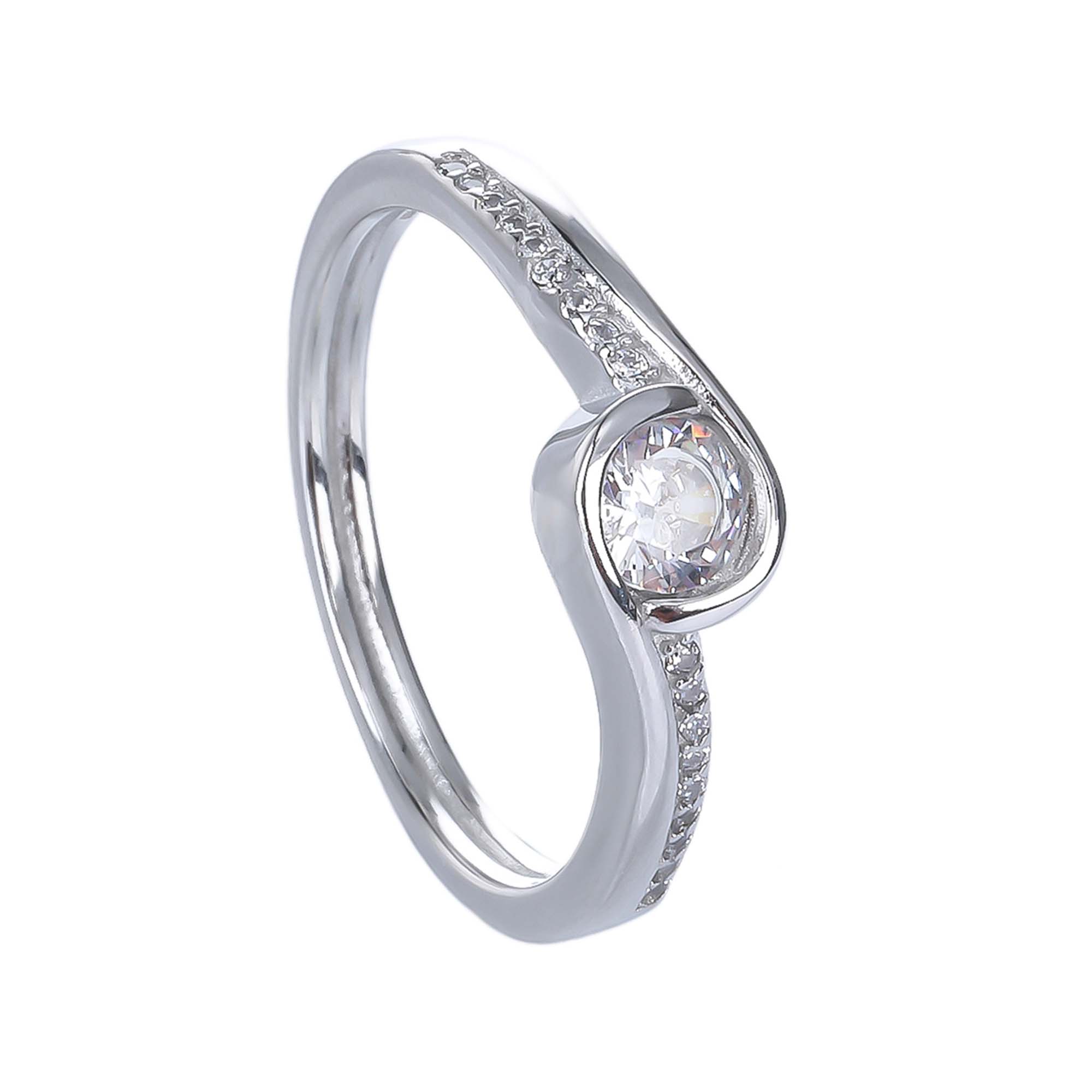 Stříbrný prsten SOLITÉR VLNKY Velikost prstenu: 52 Ag 925/1000
