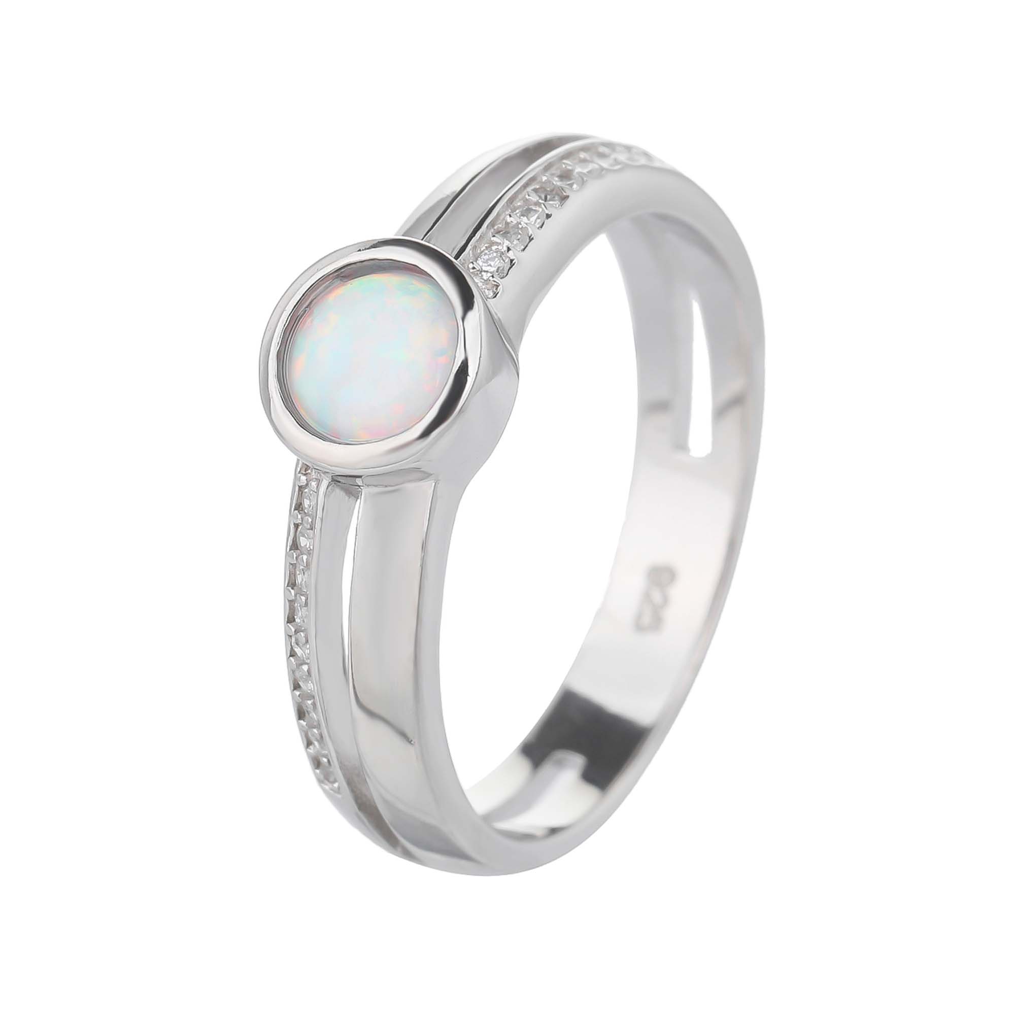 Stříbrný prsten SOLITÉR bílý OPÁL Velikost prstenu: 54 Ag 925/1000