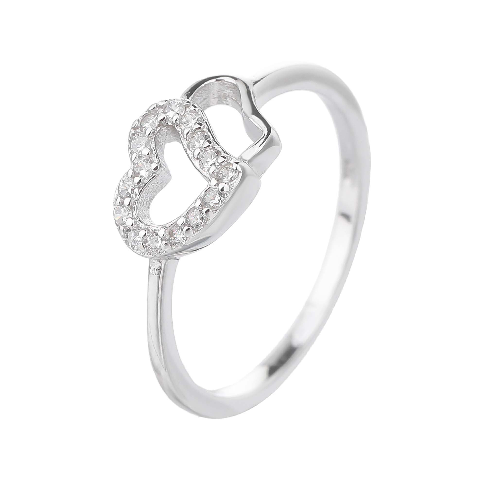 Stříbrný prsten SRDÍČKA bílá Velikost prstenu: 50 Ag 925/1000