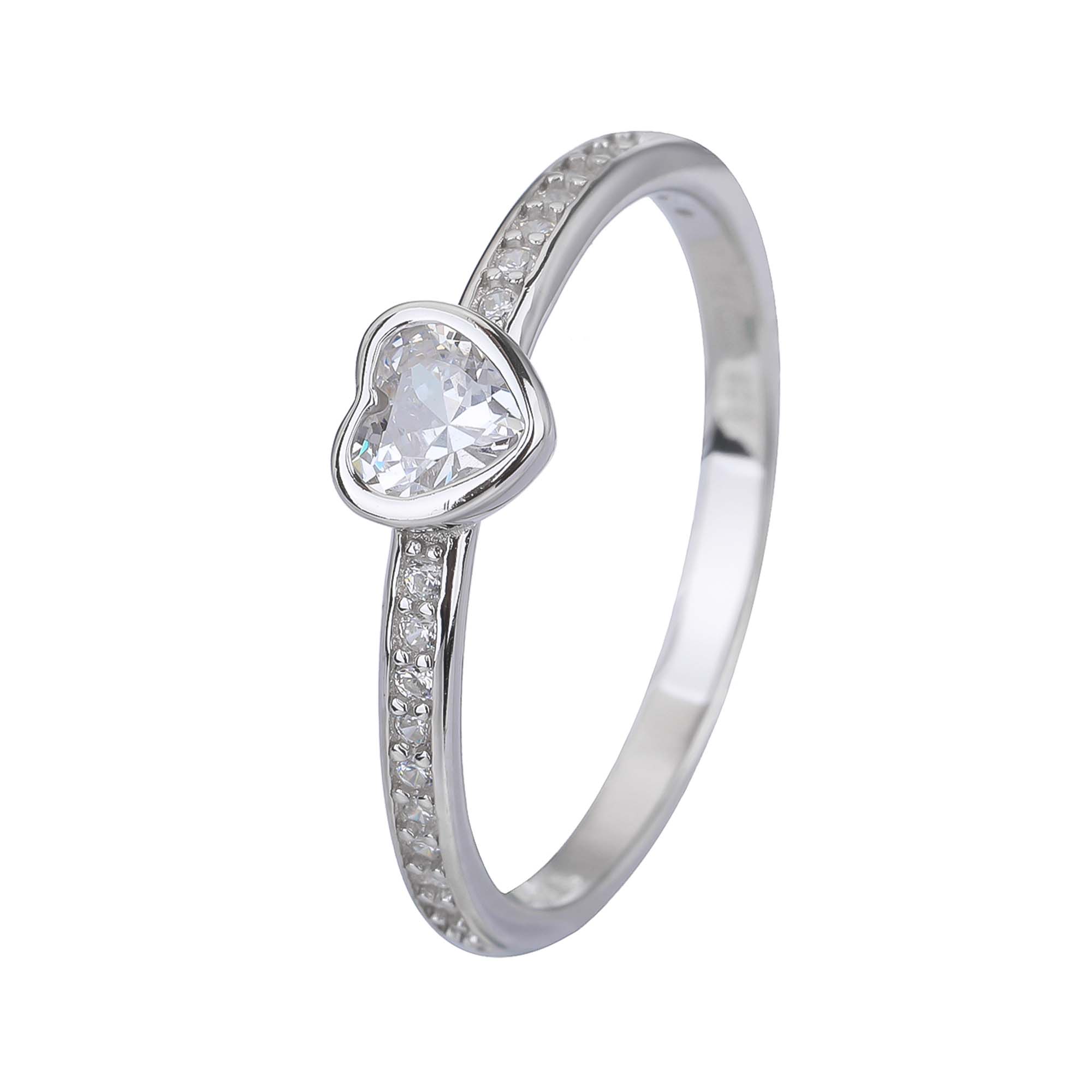 Stříbrný prsten SRDÍČKO bílá Velikost prstenu: 52 Ag 925/1000