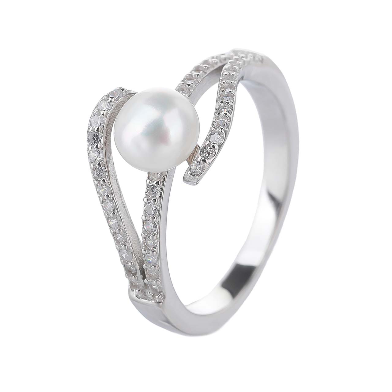 Stříbrný prsten ŘÍČNÍ PERLA vlnky Velikost prstenu: 52 Ag 925/1000