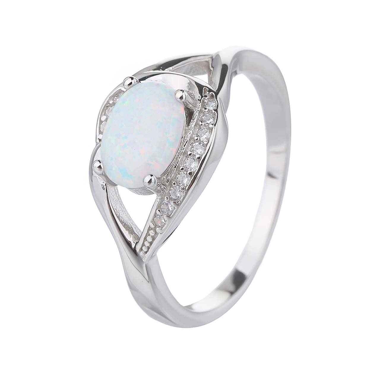 Stříbrný prsten SLZA bílý OPÁL Velikost prstenu: 54 Ag 925/1000