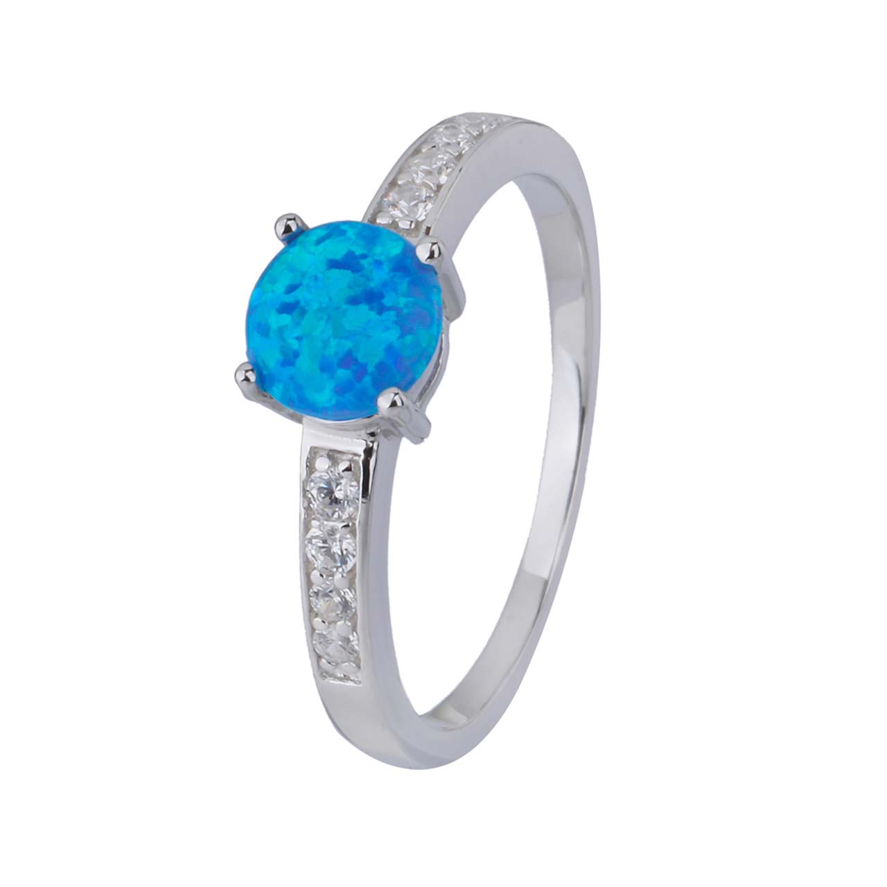 Stříbrný prsten SOLITÉR modrý OPÁL Velikost prstenu: 55 Ag 925/1000