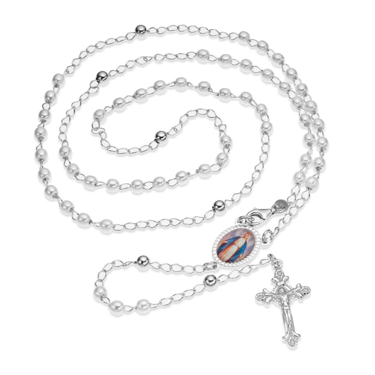 Stříbrný náhrdelník RŮŽENEC perličkový Ag 925/1000