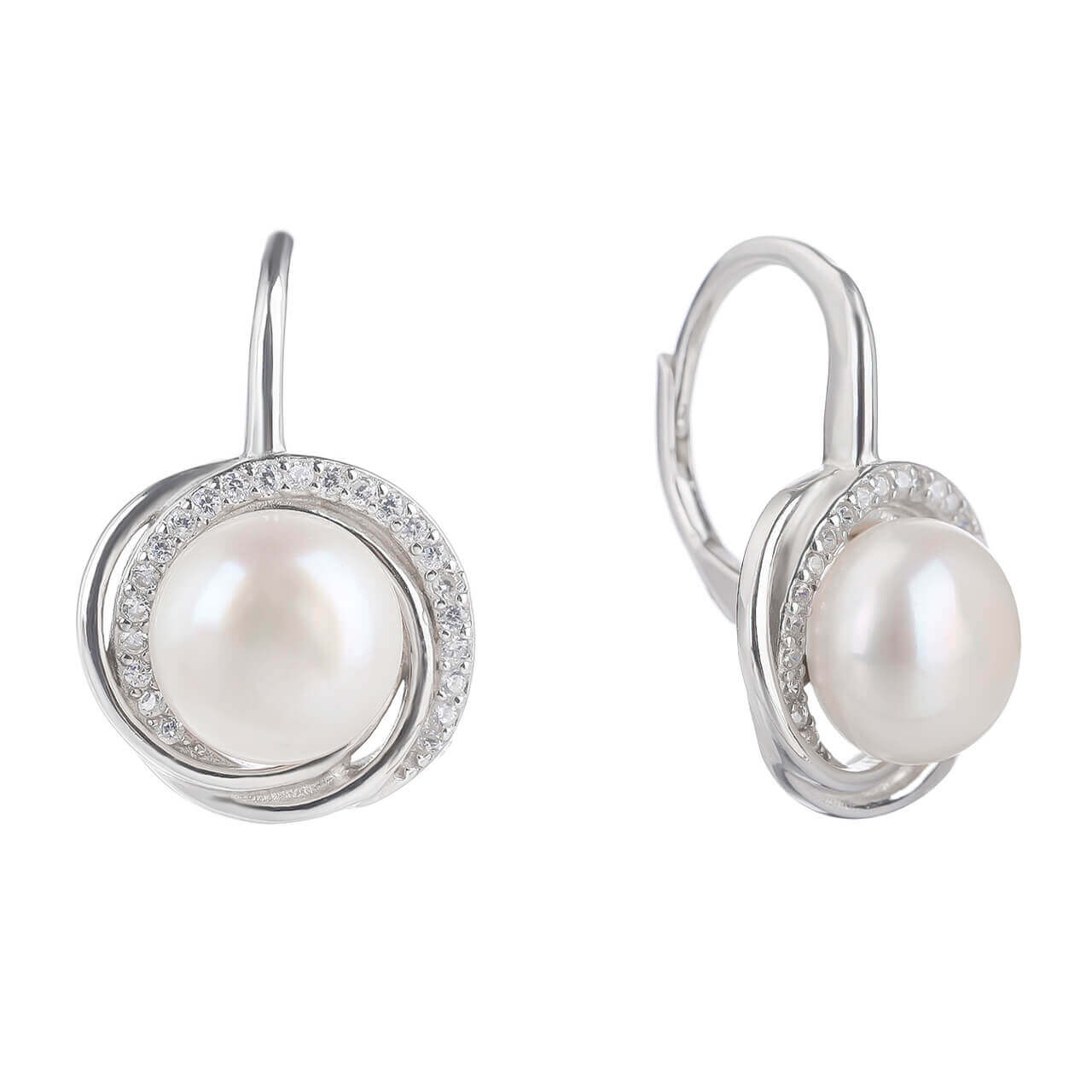 Stříbrné náušnice ORNAMENT s perlou Ag 925/1000