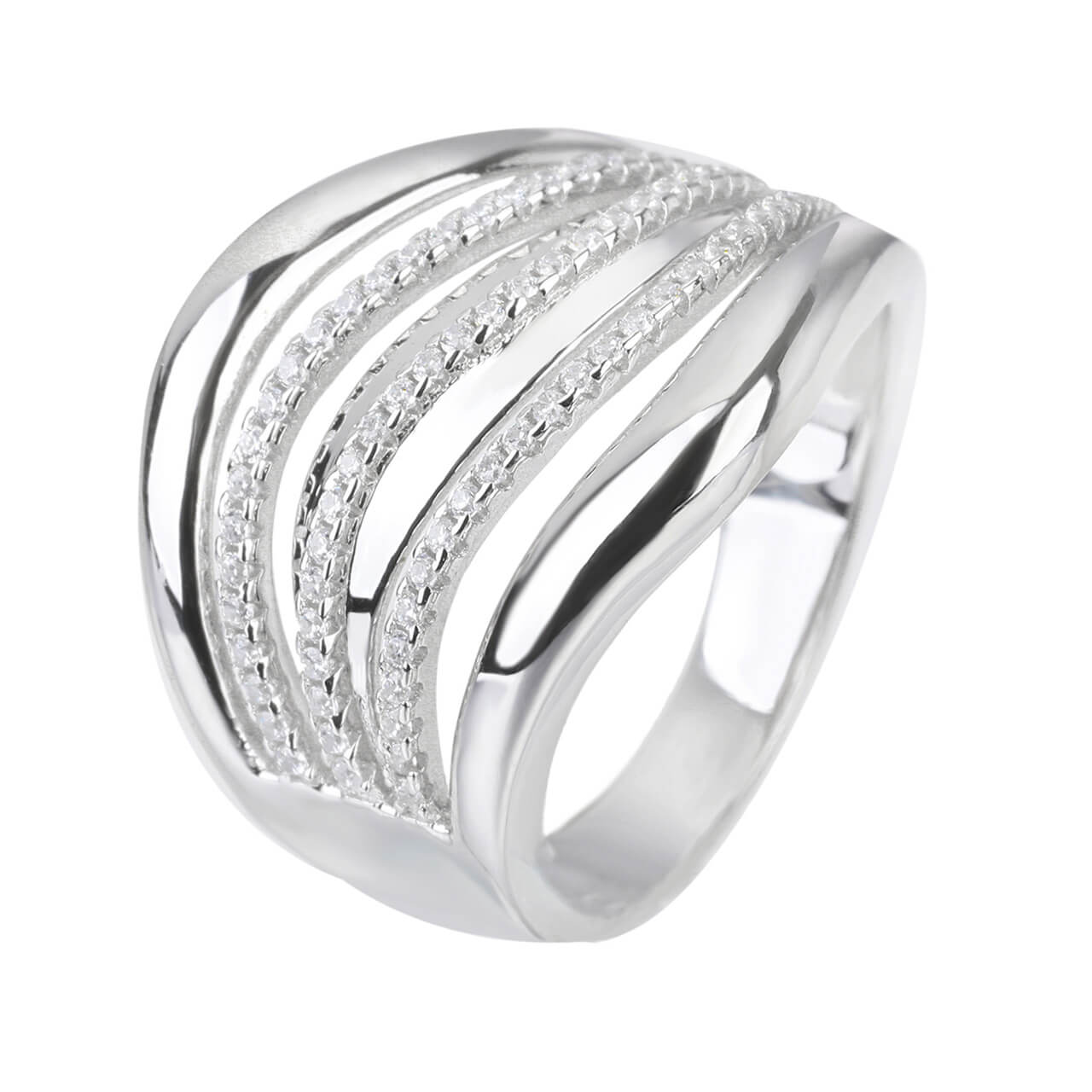 Stříbrný prsten ELEGANTNÍ VLNKY Velikost prstenu: 55