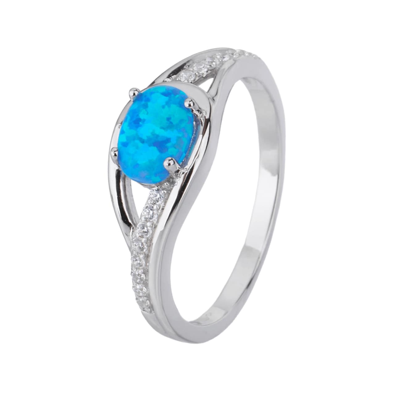 Stříbrný prsten SLZA modrý OPÁL Velikost prstenu: 58 Ag 925/1000