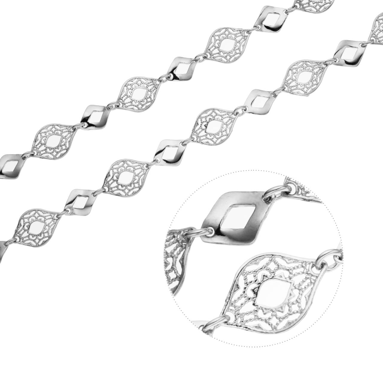 Stříbrný náhrdelník FILIGRÁN romb Délka řetízku: 42+3 cm Ag 925/1000