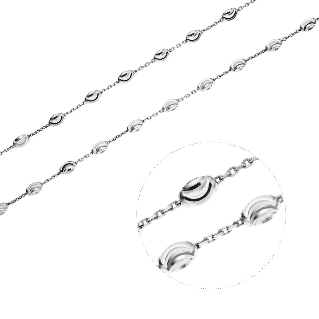 Stříbrný náhrdelník OVÁLKY MĚSÍČNÍ brus DOUBLE Délka řetízku: 45 cm Ag 925/1000