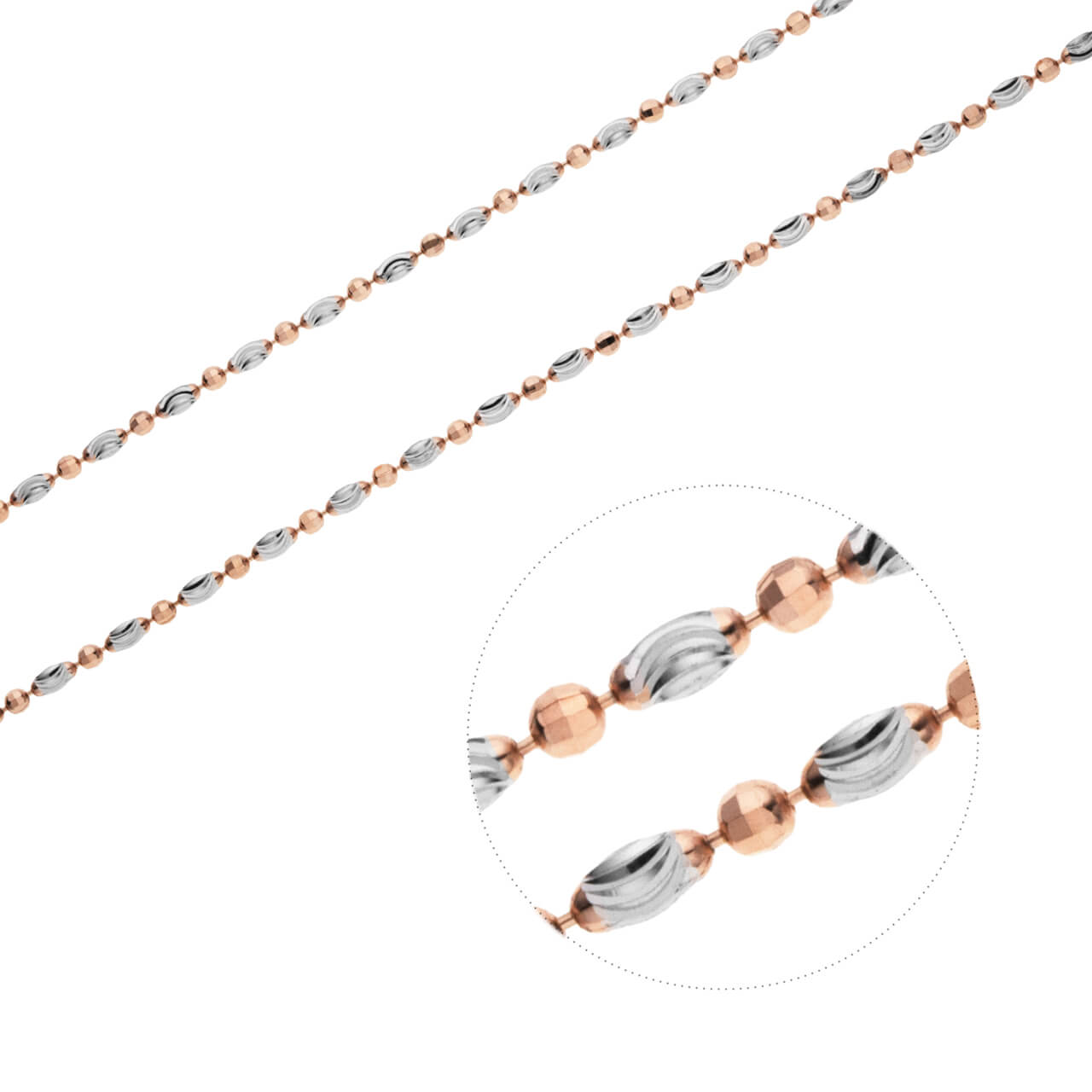 Stříbrný náhrdelník 1+1 MĚSÍČNÍ brus ROSE Délka řetízku: 42 cm Ag 925/1000